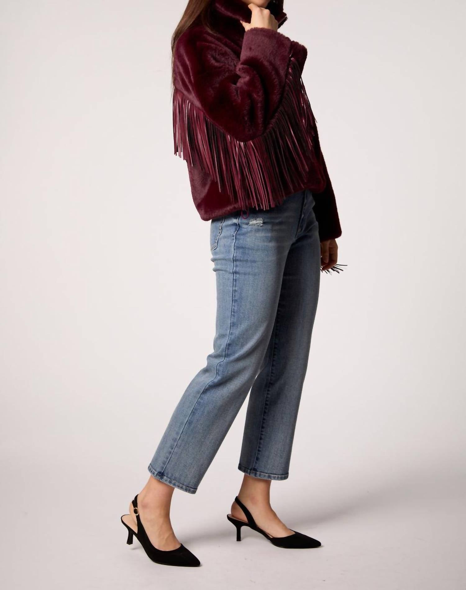 BLUE REVIVAL Dancing In The Moon Jacket in the moon jacket in midnight merlot - women's jacket - detail view