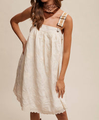 Listicle - Arya Embroidered Overall Mini Dress