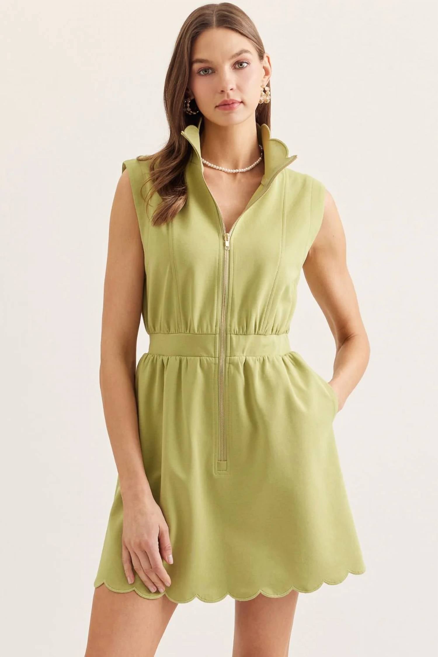 Entro - Matcha Scallop Dress