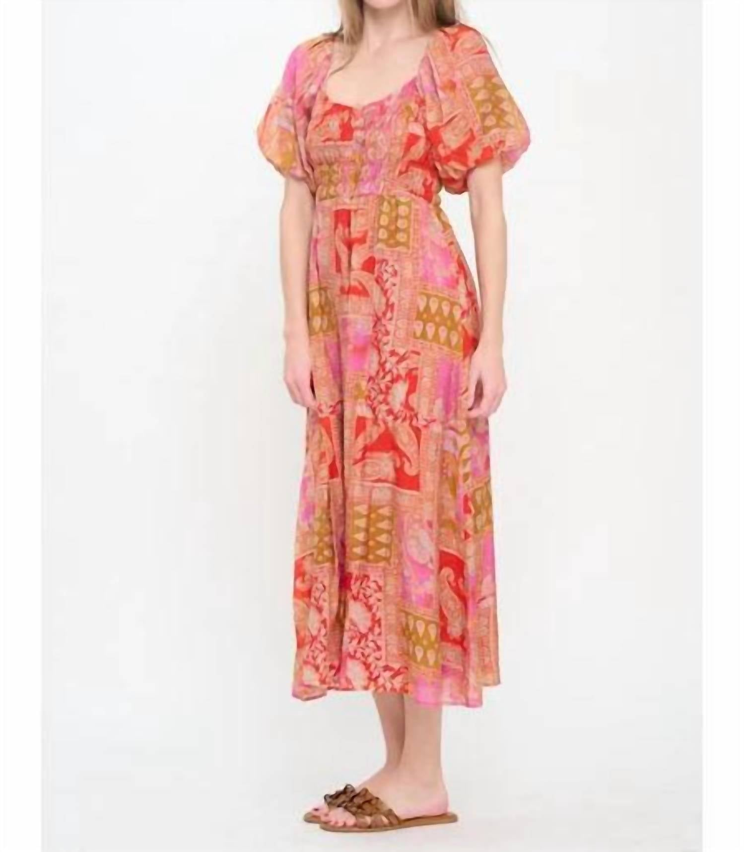 Meet Me In Santorini - Puff Sleeves Maxi Dress