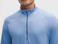 lululemon Metal Vent Tech Half Zip Top in starch blue pool party - men's shirt - detail view