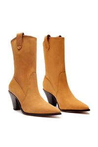 SCHUTZ Women's Mackie Leather Booties in nude caramel - women's shoe - view 4