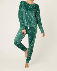 PJ Salvage Let's Get Toasty Lounge Set in dark forest polka dot - women's sleepwear