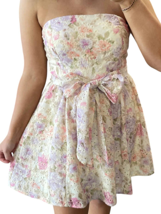 Storia - Floral & Eyelet A-line Mini Dress