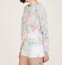Autumn Cashmere - Pointelle Daisy Print Crew Sweater