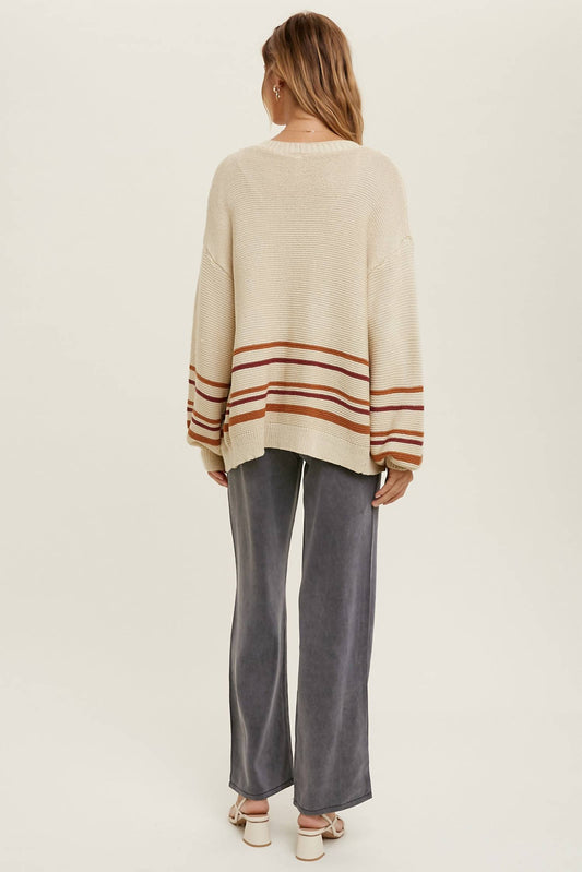 Wishlist - Striped Button-Up Sweater Cardigan