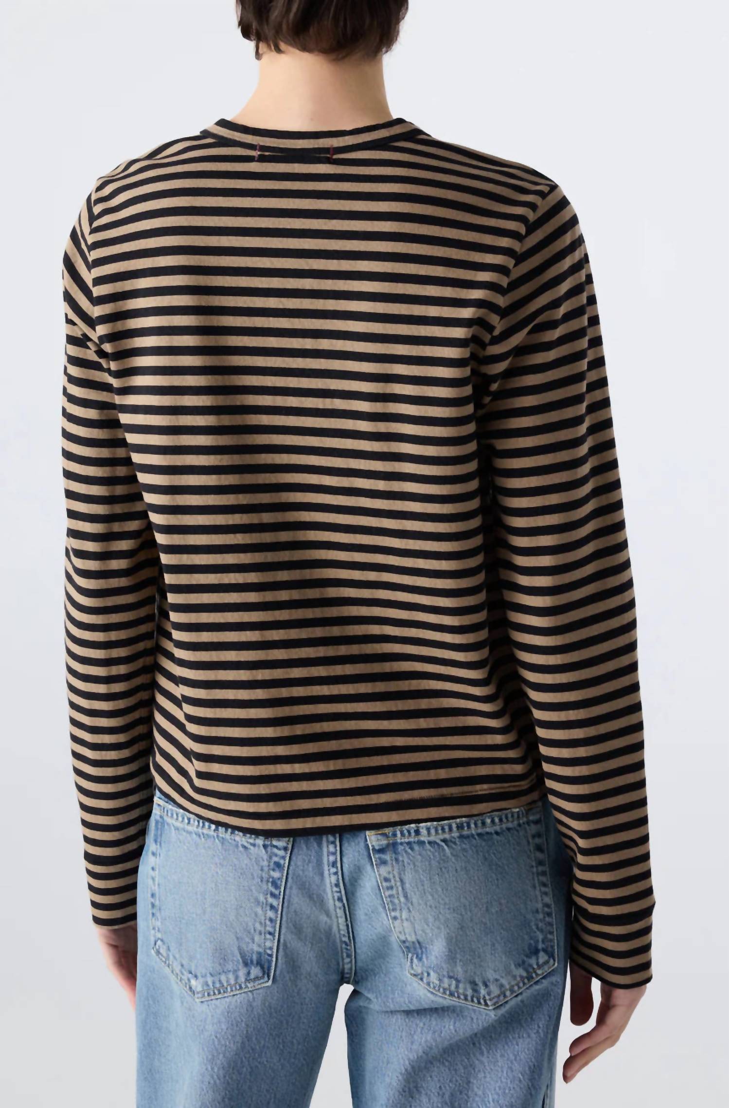 AMO Women's Love Long Sleeve Shirt in brown - women's long sleeve top - detail view