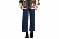 JOHN MARK Colorful Yarn-dye Granny Long Sleeve Open Cardigan in beige multi - women's cardigan - alternate view