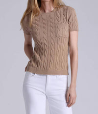 Minnie Rose - Cotton Frayed Cable Short Sleeve Tee