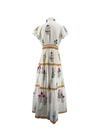 Nibi - Floral Block Print Waist Tie Maxi Dress