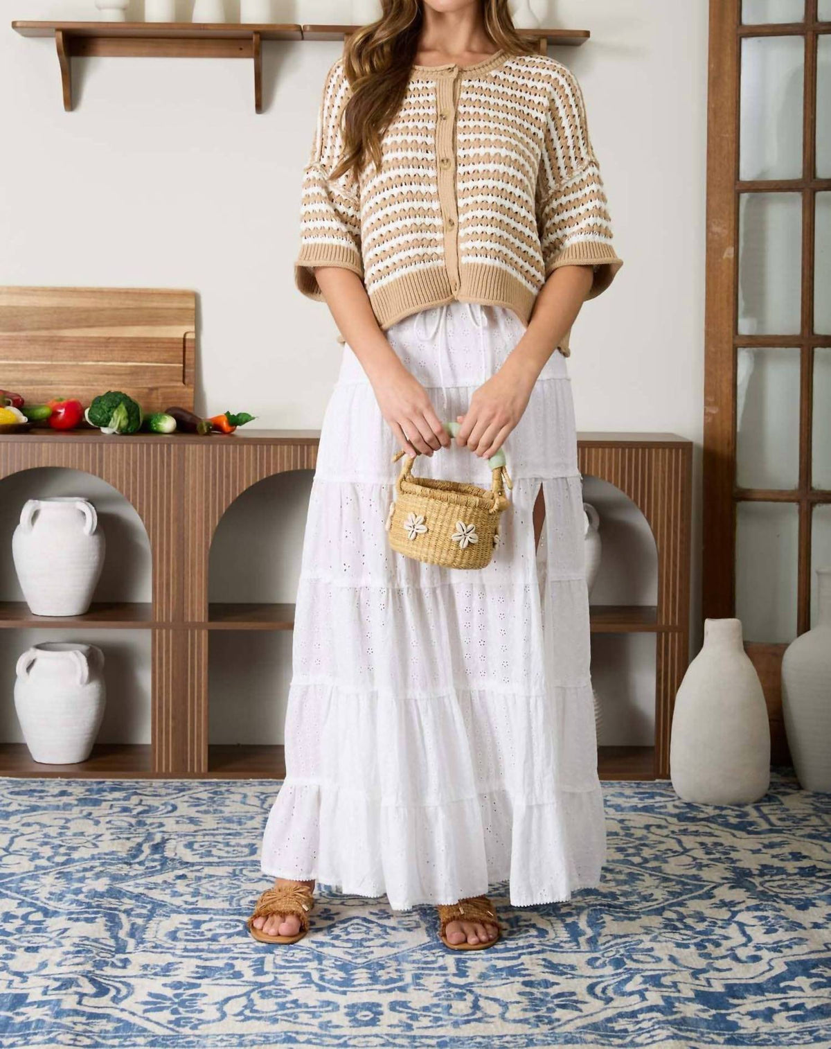 Blu Pepper - Crochet Knit Cardigan
