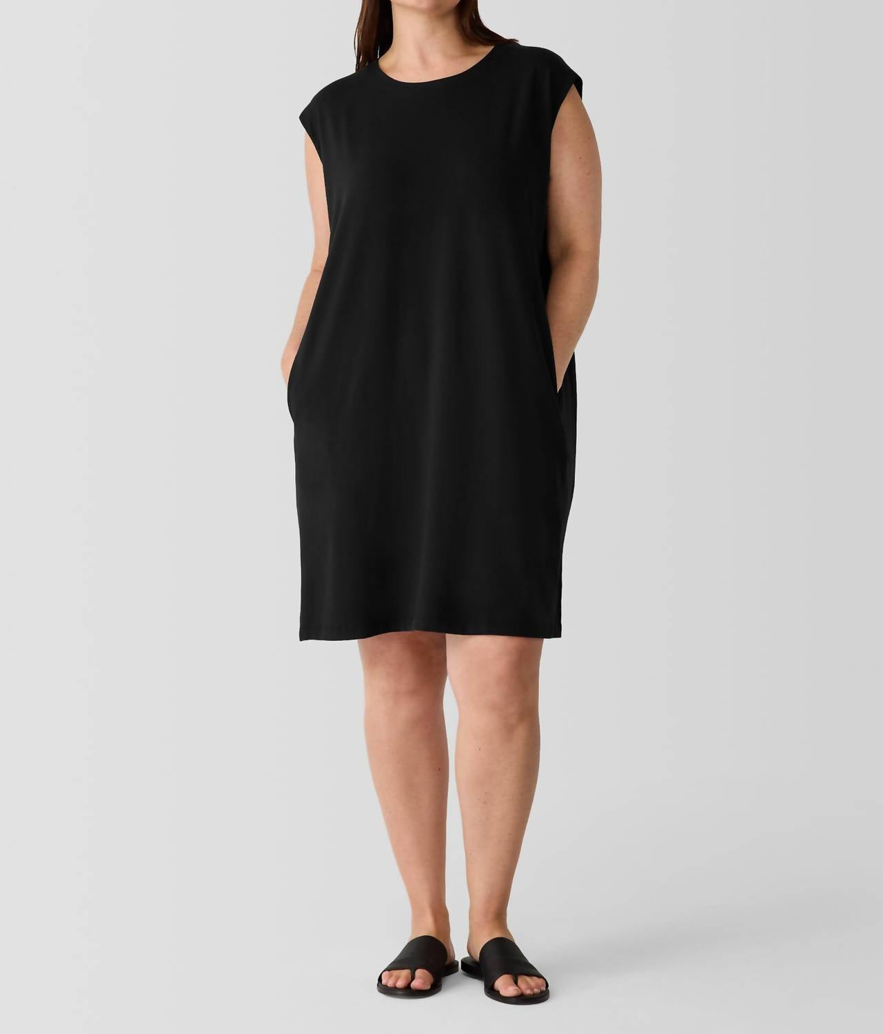 Eileen Fisher - Pima Cotton Jersey Round Neck Dress