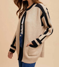 Anniewear - Contrast Trim Open Cardigan