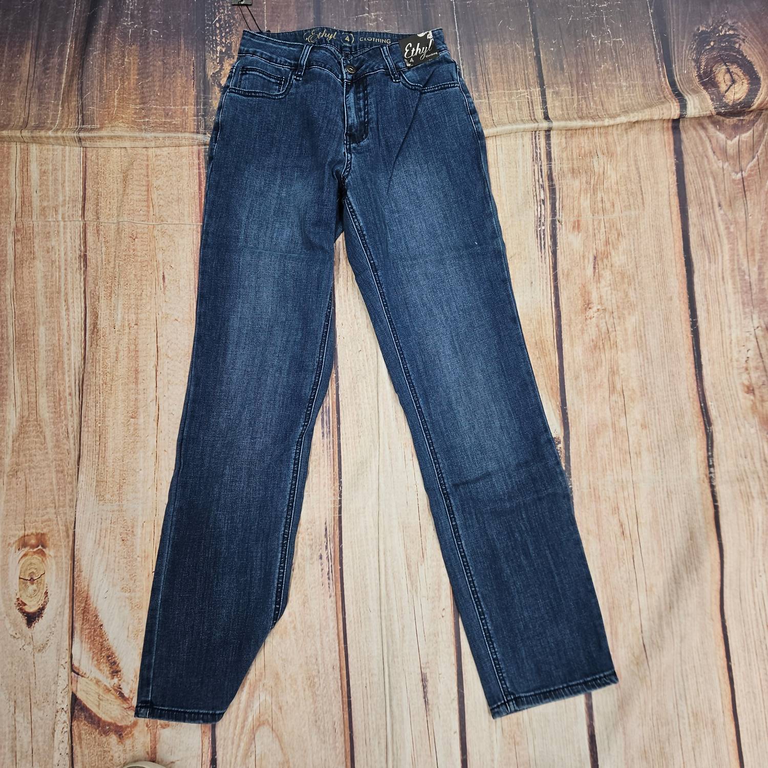 Ethyl Women's Zip Fly Straight Leg Jean in mid wash - women's jeans