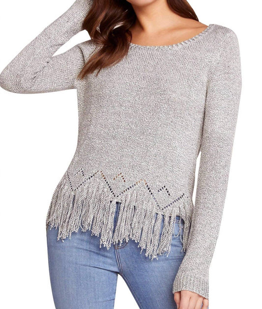 Bb Dakota - Hang Loose Marled Yarn Fringe Sweater