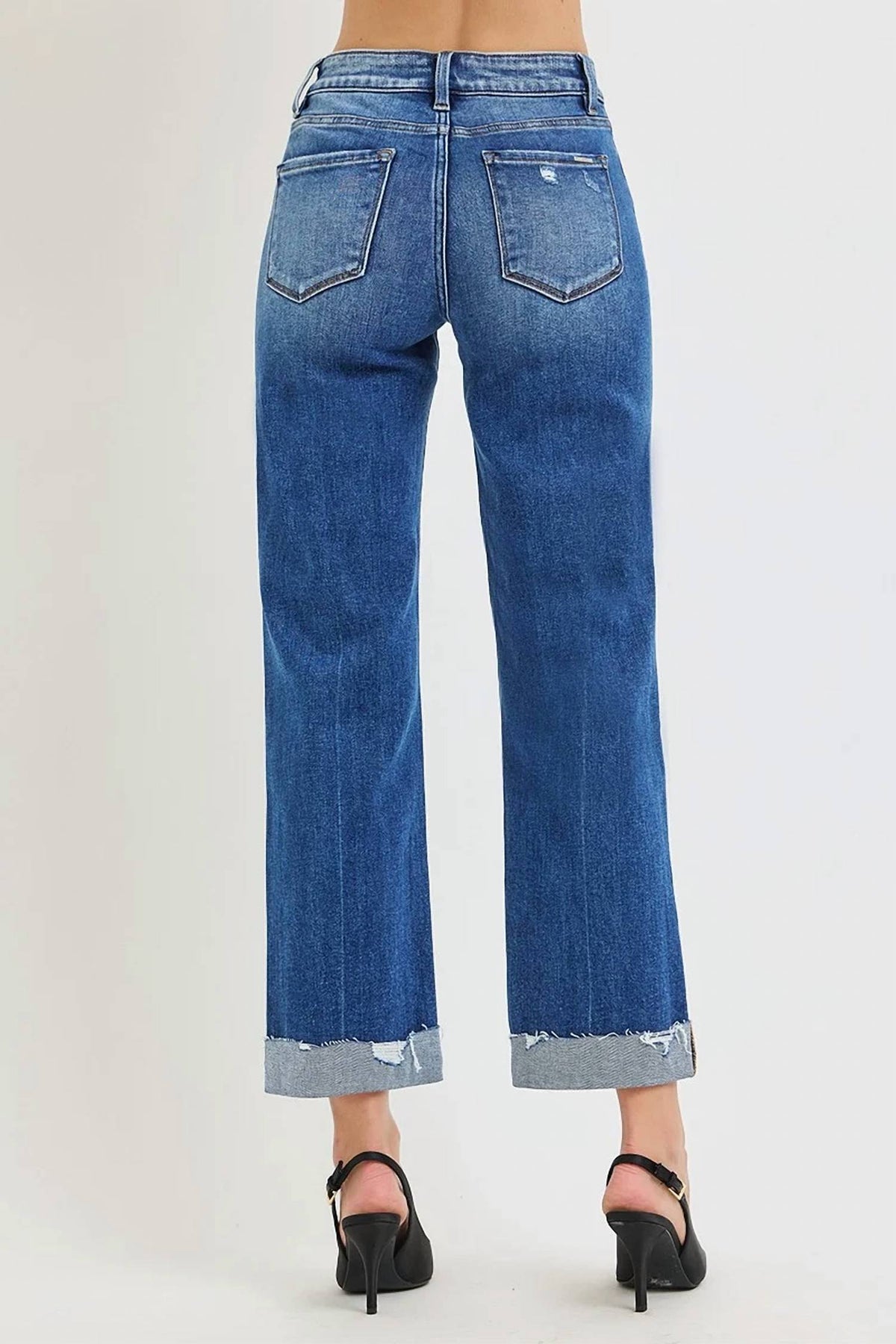 Risen - Tummy Control Mid Rise Wide Straight Jeans