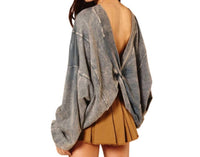 Bucketlist - Reversible Twist-front Washed Terry Sweatshirt