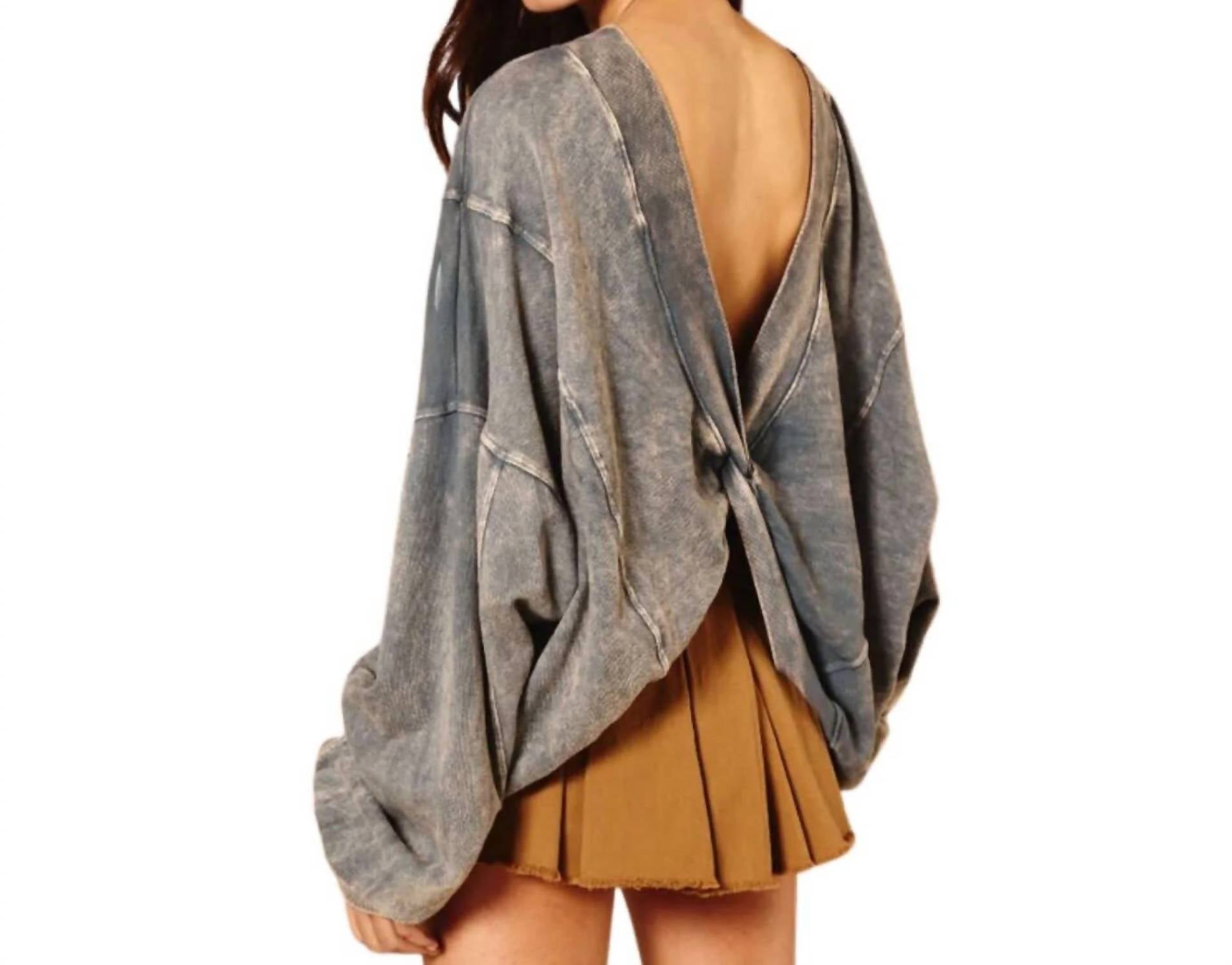 Bucketlist - Reversible Twist-front Washed Terry Sweatshirt