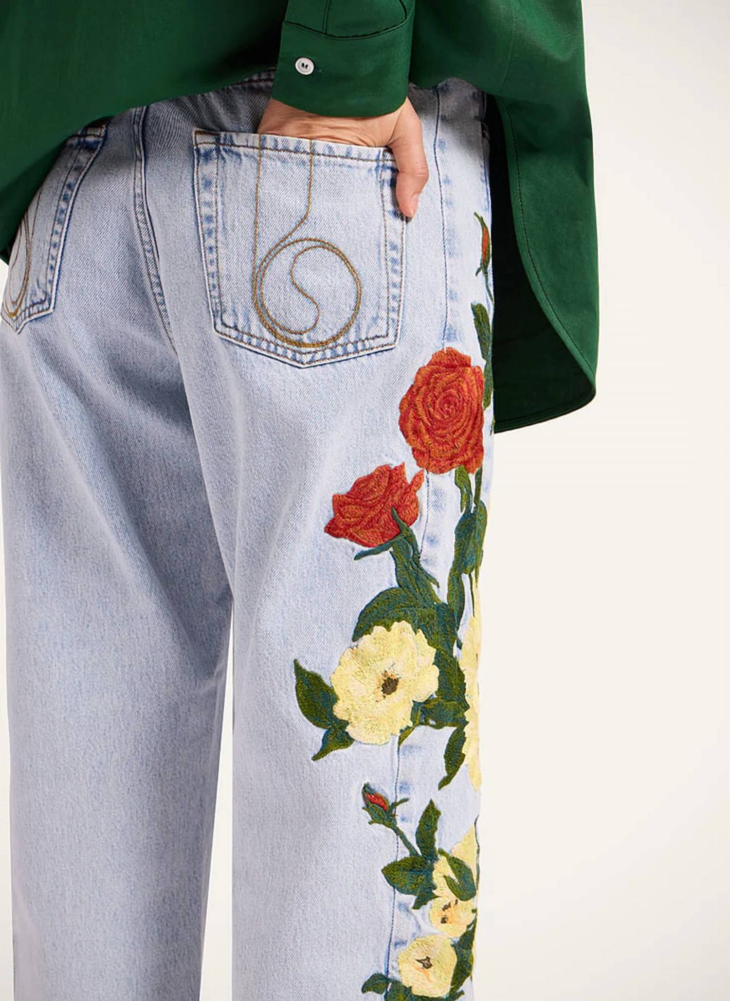La Doublej - Embroidered Barrel Jean
