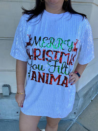 Why Dress - Merry Christmas You Filthy Animal Sequin Dress