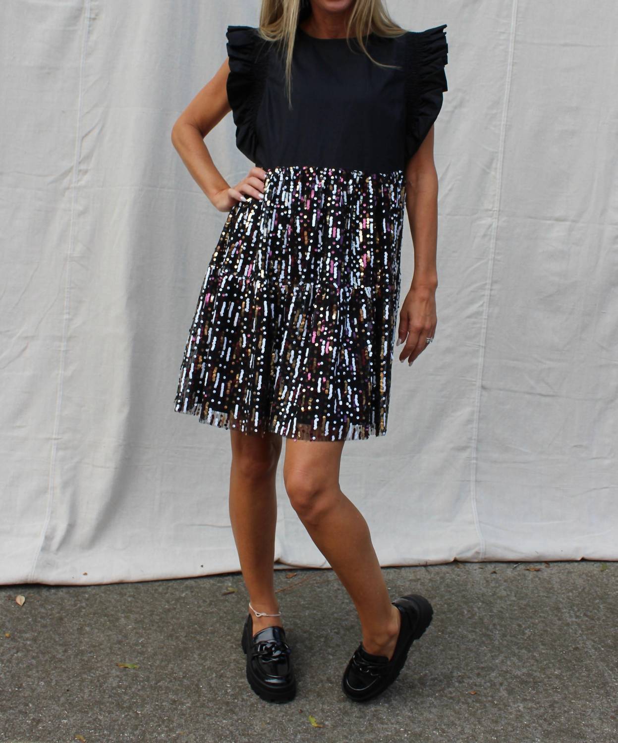 Peach Love - Sequin Poplin Dress