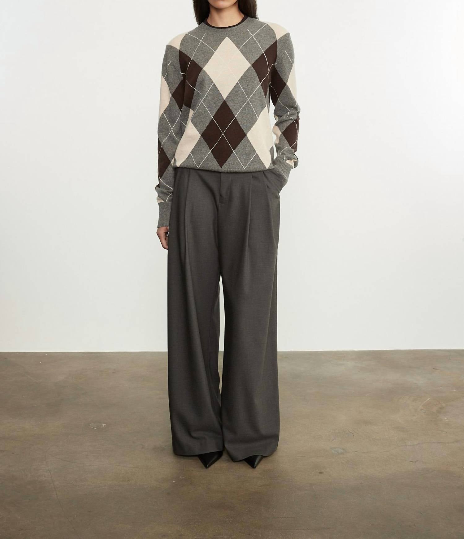 Enza Costa - KNIT CASHMERE ARGYLE SWEATER