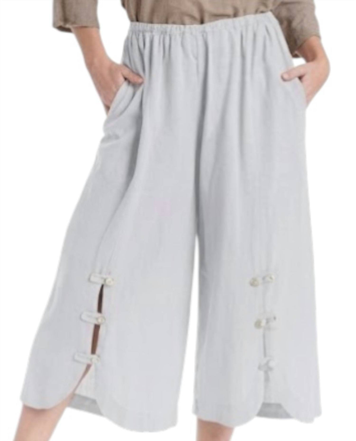 Oh My Gauze! Dotty Wide Leg Pant in snow - women's pants - detail view