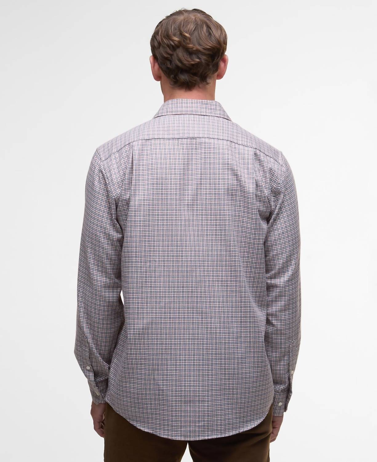 Barbour Fenn Gingham Shirt in fired brick - men's shirt - detail view