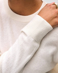 White + Warren Cashmere Crew Sweater in soft white - women's sweater - alternate view