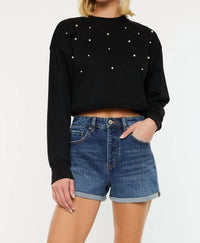 KanCan Ultra High Rise Denim Shorts in dark wash - women's shorts
