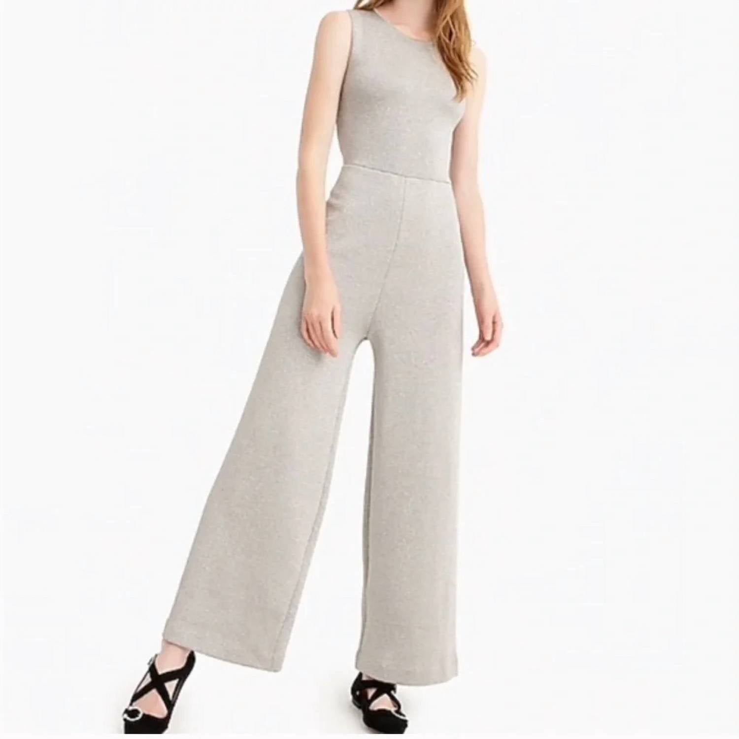 J.Crew Wide Leg Metallic Jumpsuit in silver - women's pants