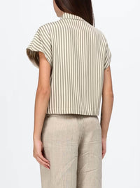 Alysi - Striped Cropped Button Up