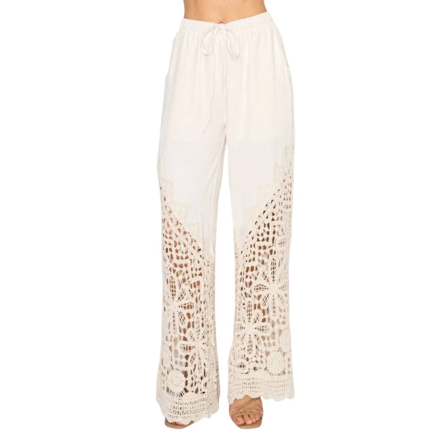 Origami - Latte Crochet Trim Pant