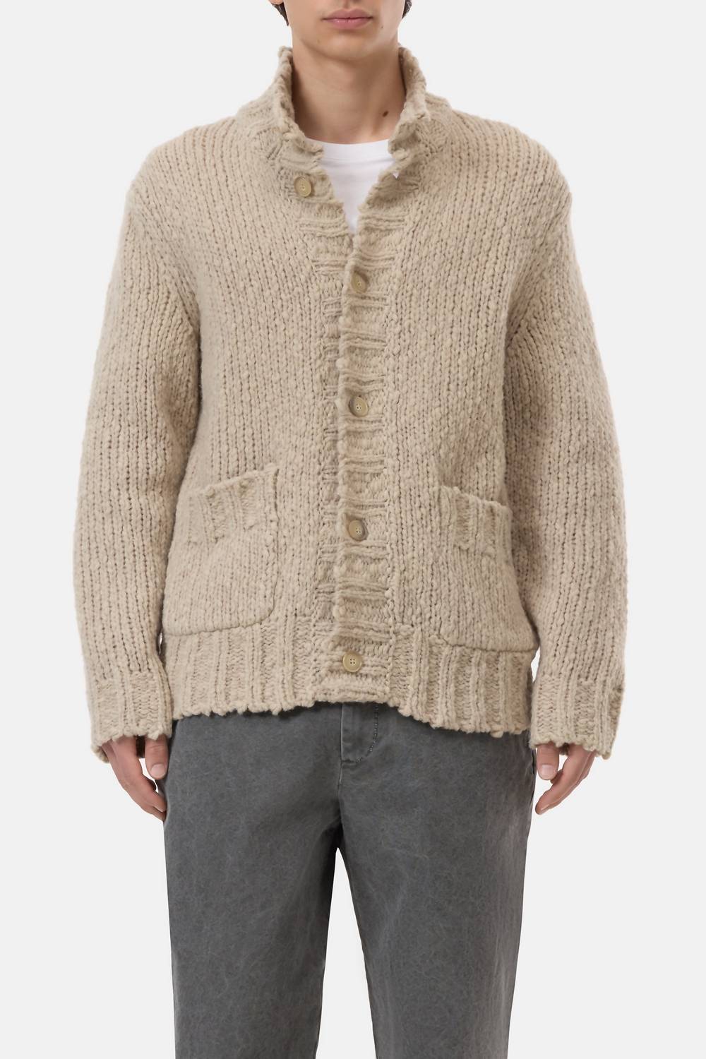CLOSED Turtleneck Cardigan in silt grey - men's sweater