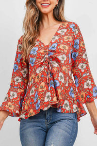 Sister Fashion - Women's Floral Flowing Boho Babydoll Top