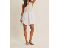 In February - French Picnic Mixed Media Crochet Mini Dress