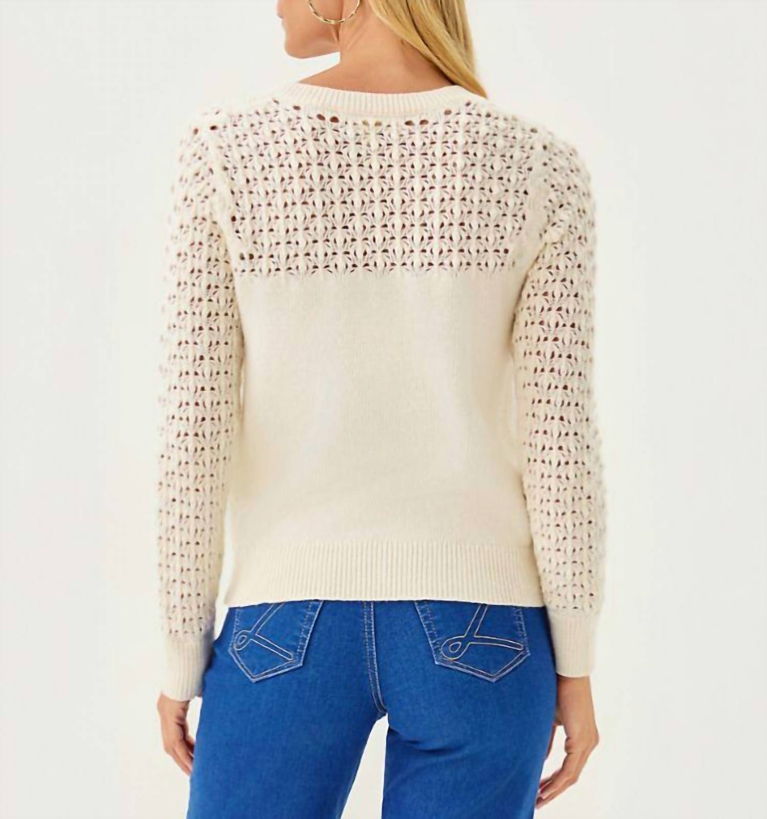 Lilly Pulitzer Daisa Crewneck Sweater in coconut - women's sweater - detail view