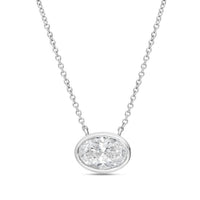 Diana M Jewels - Women's East West Oval Bezel Lab-grown Diamond Pendant Necklace (1.00 Ctw)