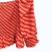 Joy Joy Women's Smocked Top in red - women's shirt - detail view