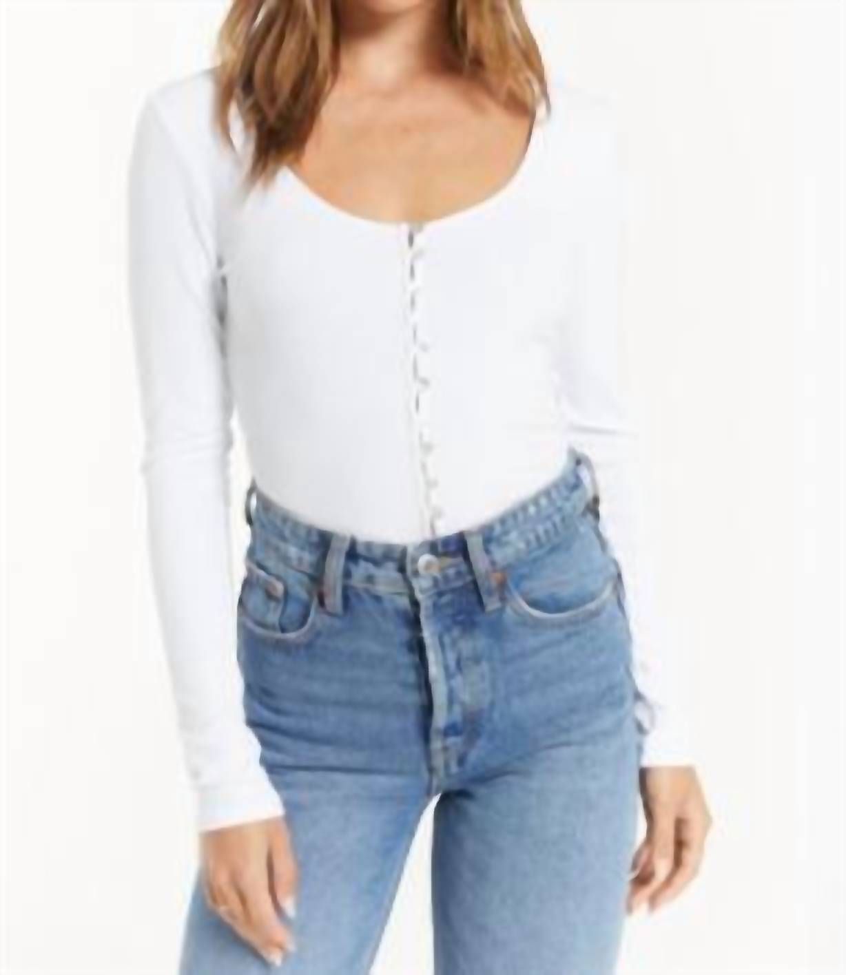 Z Supply Peyton Cardigan Top in white - women's long sleeve top