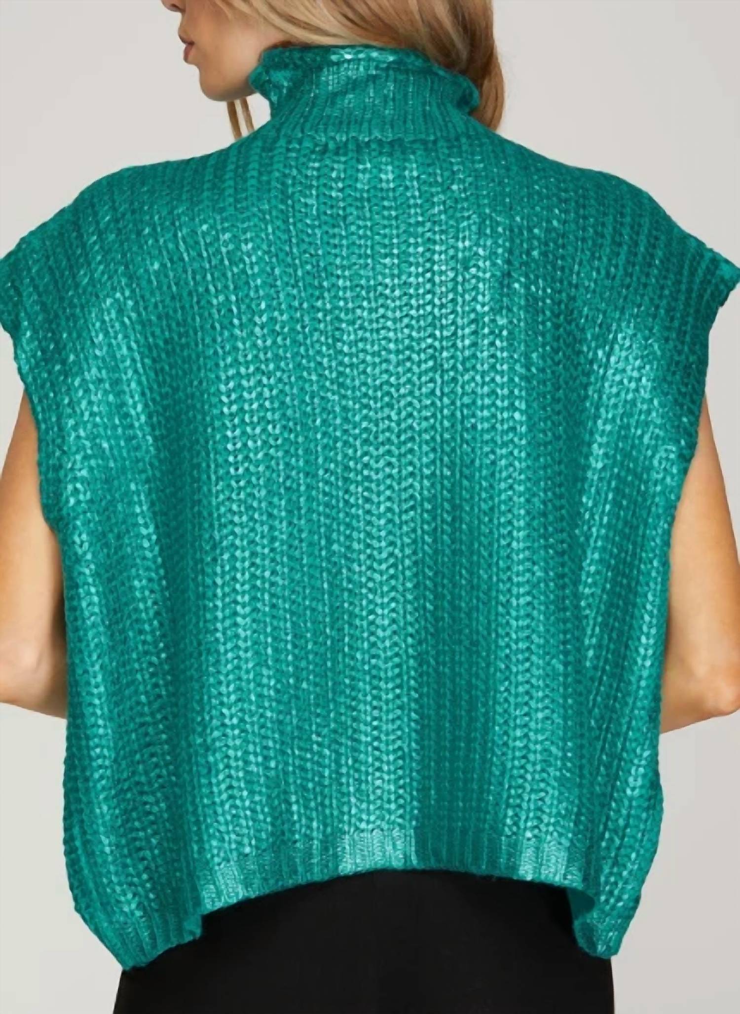 She + Sky - METALLIC FOIL SWEATER TOP