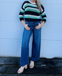 Pure Amici Ally Mesh Stripe Sweater in mint - women's sweater - view 4