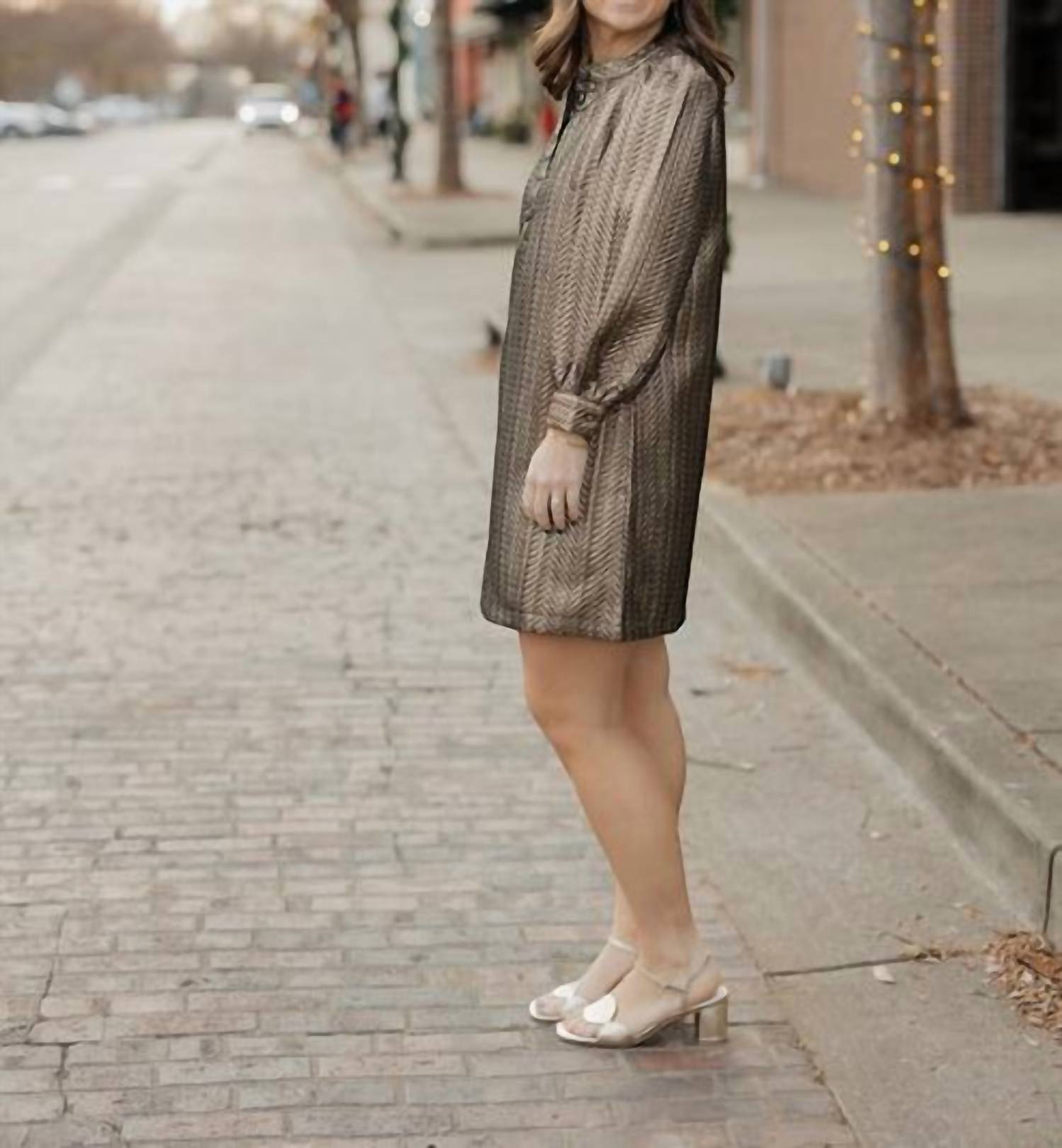 Sincerely Ours Party Jacquard Mini Dress in maeve gold - women's dress - alternate view