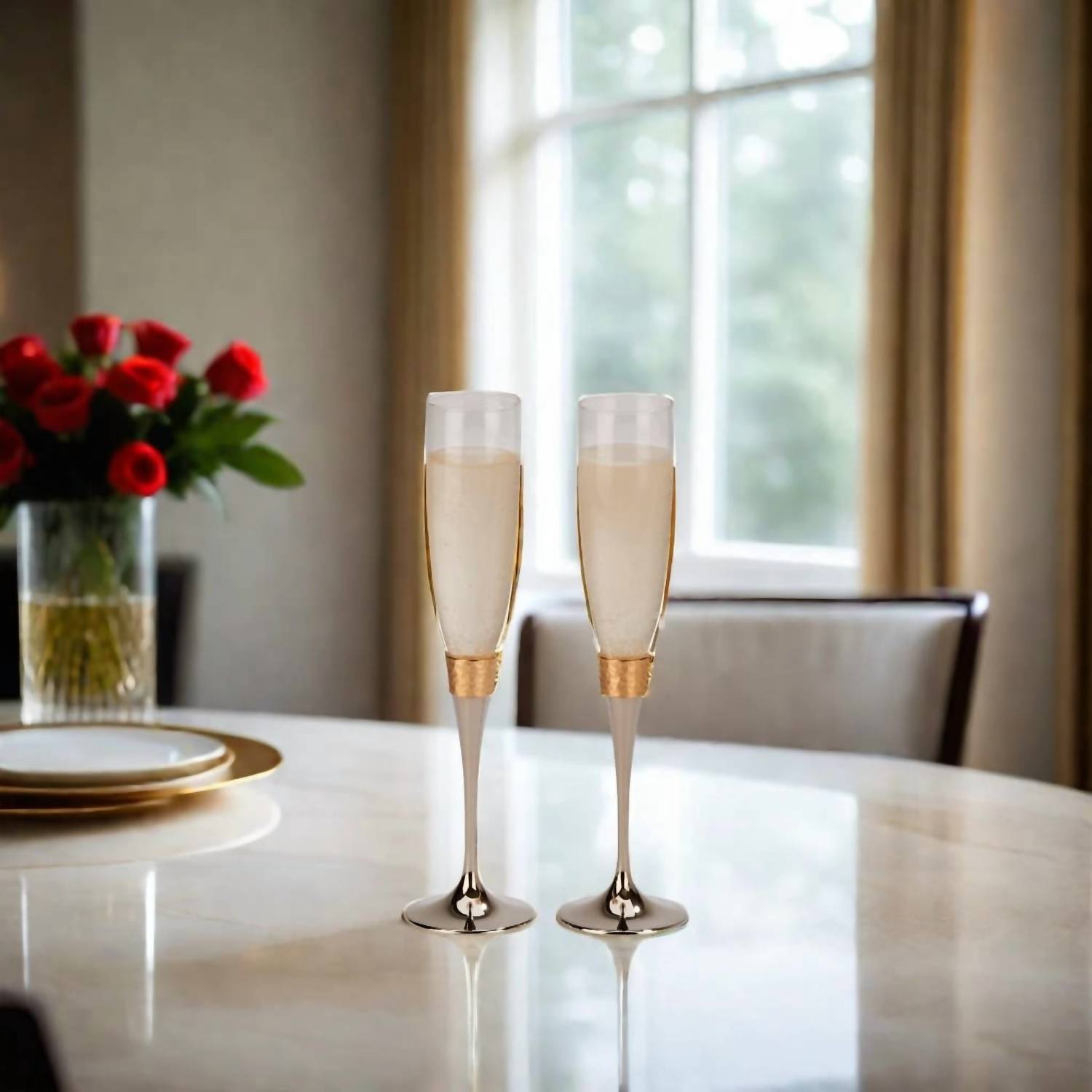 Creative Gifts International - Hammered Band Champagne Flutes Set