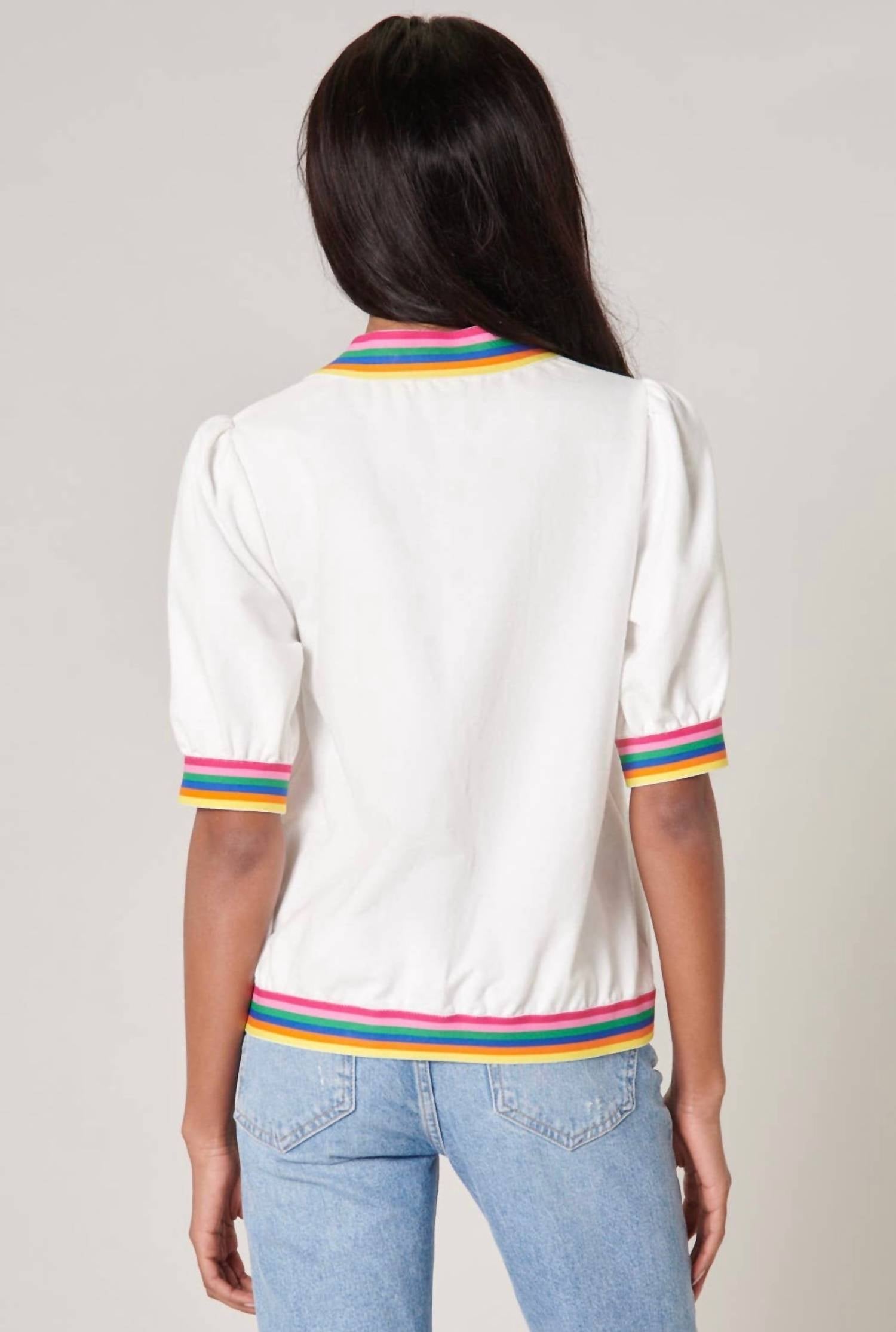 Sugarlips - Vivid Dreams Trim French Terry Knit Short Sleeve Top