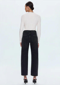 PISTOLA Lexi Mid Rise Bowed Straight Jeans in silver screen 1 - women's jeans - detail view