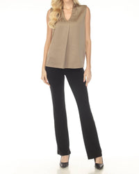 Joseph Ribkoff - V-neck Pleated Sleeveless Satin Top