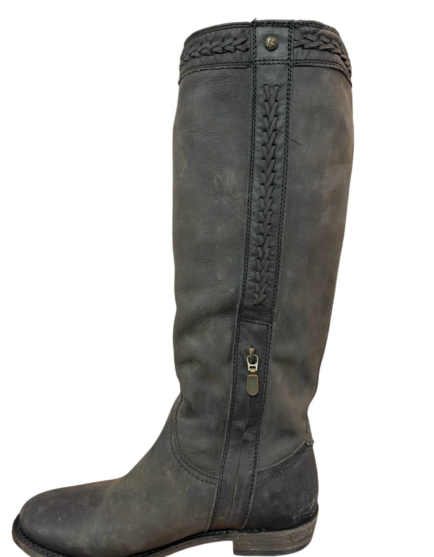 Liberty Black - Women's Tall Braided Leather Boots