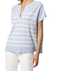Lilla P - Striped Split Neck Tunic Sweater