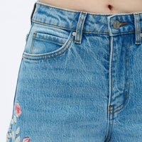 Bayeas - Charlie Floral Embroidery Wide Leg Jeans